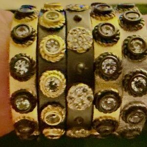 Stylish Gold and Black Studded Rings